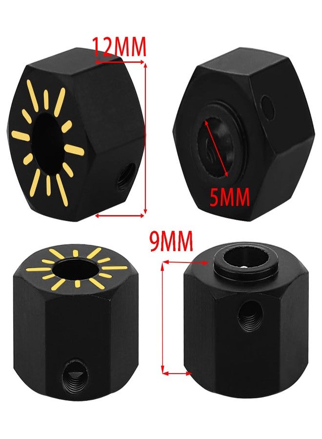 محول عجلة نحاسي مطلي باللون الأسود من Pothyes Wheel Hex Hub لـ Axial SCX10 PRO AXI03028 SCX10 III Capra 1.9 UTB 1/10 RC Crawler Upgrade Part (9mm) - Image 2
